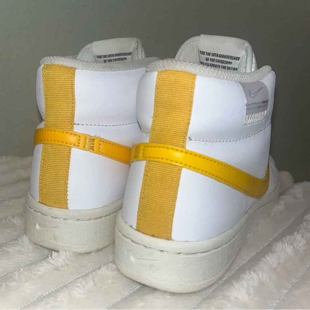 Women’s Nike Court Royale 2 Mid Athletic Shoe White + Yellow • Size 7